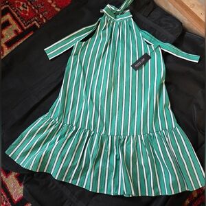 Rachel Zoe Green and White Striped Mini Dress